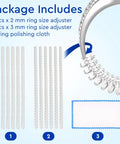 Image showing Ring Size Adjusters For Loose Rings 12 Pack Snug Up Your Fit Guards Spacers Tighteners Fits Bands Up To 6mm with polishing cloth.