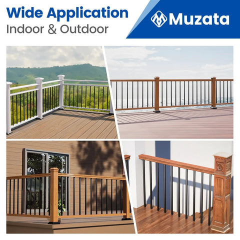 Deck installations using 100 Pack 26-Inch By 3-Quarter-Inch Aluminum Deck Balusters Square Black Hollow Spindles With Screws For Railing Fencing Porch WT12 Ideal For Outdoor And Indoor Use Weatherproof Heavy-Duty Aluminum Build Easy To Install