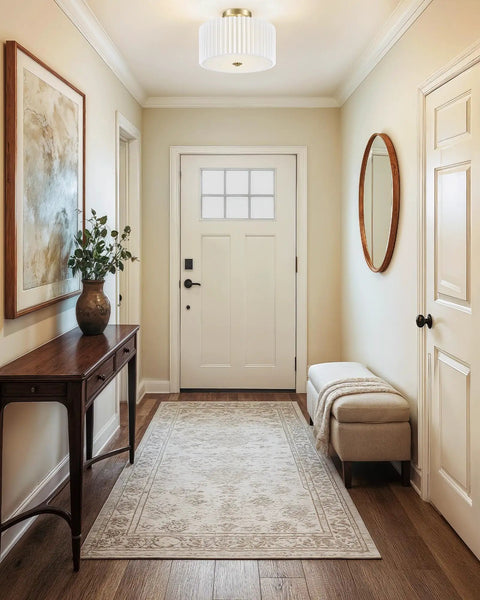 Two Light Semi Flush Mount Ceiling Light With Pleated White Shade Bronze Finish E26 Bulb Compatible Twelve Point Two Inch Modern Vibe Fixture in hallway