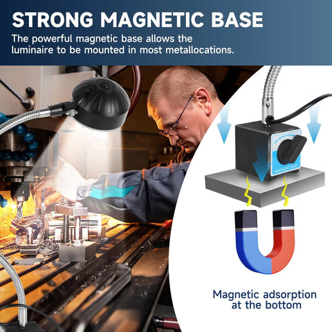 Ultra Bright 2000 Lumen LED Magnetic Work Light With 20 Inch Flexible Gooseneck And Built Tough Magnet Base in use at workshop