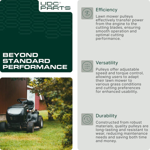 Heavy Duty Idler Pulley Replacement Built Rock Solid For Slick Bearing Spin And Grind Ready Performance Straight Drop In Fix Compatible With Craftsman Lawn Riders And Yard Tractors Oem Part 173437 showcased on a lawn mower in a yard.