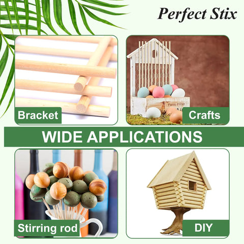 Smooth 16 Inch Round Bamboo Dowels Quarter Inch Diameter Natural Wood Sticks For Crafting Model Building Floral Arrangements And Diy Projects Bulk Pack Of 50 displayed in various craft projects.