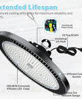 Six Pack 200W LED High Bay Light That Puts Out 30,000 Lumens 5000K For Warehouse Workshop Gym with US Hook and Cooling System