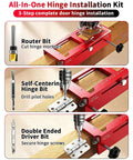 Heavy Duty Door Hinge Jig And Top Shelf Lock Installation Kit Crafted From Solid Aluminum Mortise Template for routing hinge mortises.