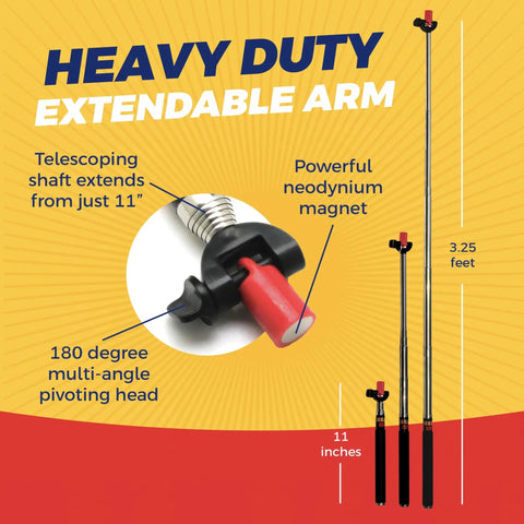 39 Inch Telescoping Magnetic Pickup Tool With Neodymium Magnet, Retractable Grabber For Nails Bolts And Metal Debris, Ultra Strong Heavy Duty Extendable Arm, Anti Rust Design, Handy Magnetic Picker Upper For Hard To Reach Pieces.