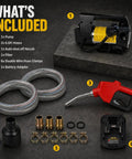 Heavy Duty Diesel Fuel Transfer Pump Handling 17 Gallons Per Minute With A Beefy 380W Motor auto shut-off nozzle and components.