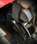 Close-up of Pro Grade Fifteen Piece Pulley Holder Tool Set with adjustable pin wrench on pulley