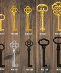 Heavy Duty Ten Piece Skeleton Key Set Milled From Solid Brass For Opening Antique Padlocks And Vintage Door Hardware Fits Like A Glove On Classic Cylinders Delivers Real Deal Operation With Zero Sweat Hassle, featuring various key styles and finishes.