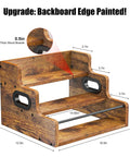 Three Tier Wooden Liquor Display Shelf For Home Bar 3 Step Countertop Rack For Bottles Whiskey Vodka And Spirits Retro Style Mini Bar Organizer Sturdy Wood Stand with dimensions and thick wood boards.