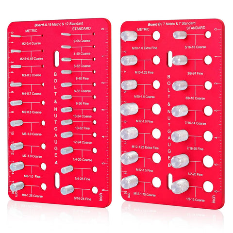 Nut And Bolt Thread Checker Kit With 35 Size Gauge Identifies 16 Metric And 25 Standard Thread Sizes Includes Inch Ruler