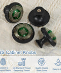 4 Pack Dope Celtic National Art Drawer Knobs Cabinet Hardware With Crystal Glass Surface And 3D Pattern On A Stainless Steel Base Easy To Install For Dresser Cabinets And Furniture Makeovers
