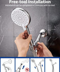 High Pressure Handheld Shower Head Kit With 3 Settings And Jet Mode 59 Inch Stainless Hose Installation