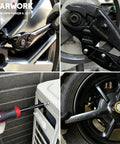 Various tools from 312 Piece Mechanics Tool Set With 120 Tooth Ratchet And 2 In 1 SAE Metric Wrench in use on vehicles and equipment.
