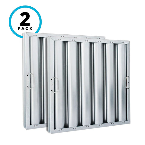 Two Pack Aluminum Hood Filter For Restaurant Exhaust Hoods Premium Baffle Grease Filter 19.5 Inch Square Fits