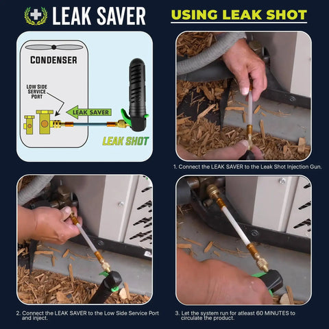 Direct Inject AC Leak Sealer For Small Systems Up To 1 Ton used with HVAC system to stop leaks and conserve refrigerant.
