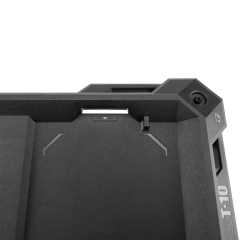 Close-up of the heavy-duty rolling base with locking casters for Beefed Up Four Wheel Cart And Tool Box Dolly For StackTech Toolboxes.