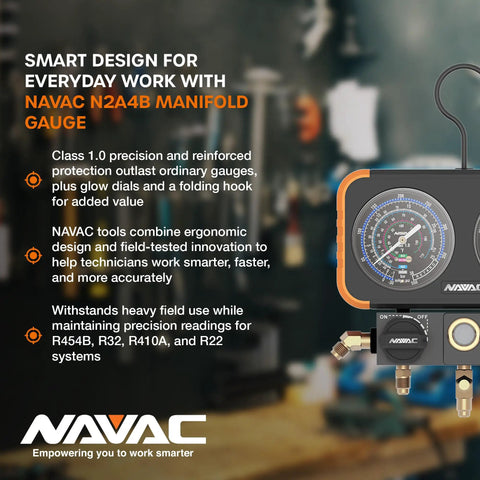 Precise Class 1.0 HVAC Manifold Gauge Set With Beefy Aluminum Body Rock Solid Impact Protection And Smooth Quarter Turn Ball Valves For Technicians Who Want Hardcore Reliability On Every Job Site