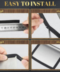 Step-by-step installation guide showcasing Black U-Channel Rubber Edge Trim, Flexible PVC Edge Protector for Sheet Metal.