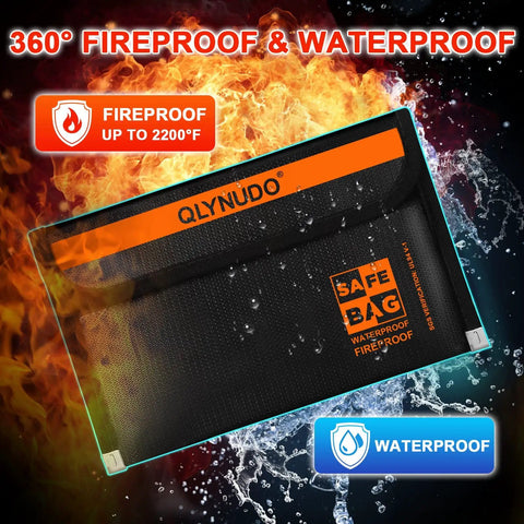 Stealth Nesting Fireproof Cash Bag Two Pack With Large And Small Inner Pouches, Double Thermal Shield For Cash And Documents