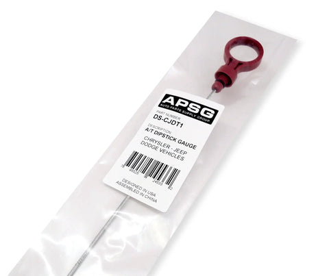 Pro Grade Transmission Fluid Dipstick Tool For Chrysler Jeep Dodge VW Cars And SUVs packaged with label visible in clear plastic bag.
