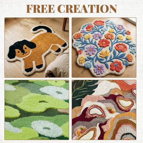 35.5 Inch Rug Tufting Frame Kit For DIY Carpet Making Aluminum Nail Frame Easy Setup Multi Purpose Tufting Tool For Guns Hand Tools Embroidery Machines Ideal For Beginners, tufted rugs shown