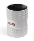 Ridgid chrome stainless steel pipe reamer tool, 1/2–2 in, front view with knurled body
