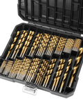 230 Pc Titanium Coated Twist Drill Bit Set HSS 4241 135 Degree Split Point 1.0 To 10mm Metric open case view