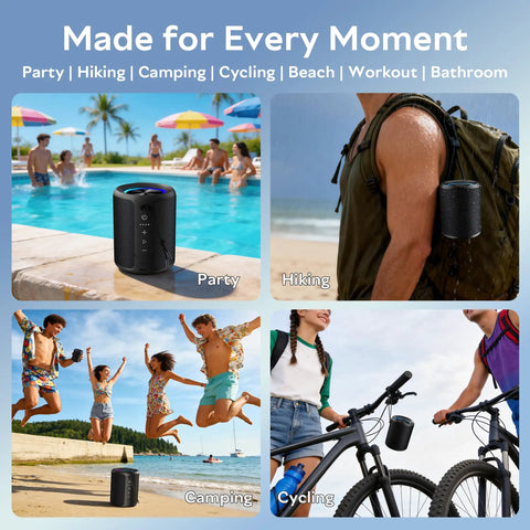 Rugged Portable Bluetooth Speaker With 20W Loud Stereo Sound IPX7 Waterproof 15 Hour Battery Beat Synced RGB Lights by pool