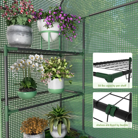 Outdoor Walk-In Greenhouse With Durable PE Cover, Portable Garden Shelter, 57 X 29 X 76 Inches Frame With Shelves And Stands, Easy Access, Perfect For Veggies, Fruits, And Flowers