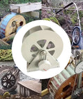 Outdoor Hydroelectric Water Wheel Generator With Quiet Belt Drive, 50W To 100W Turbine Power for Ponds Streams Rivers Canals, Dope Steel Build