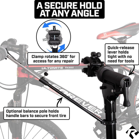 Beefed Up Heavy Duty Bike Repair Stand With Storage Bag Adjustable Height Up To 30 Inches 360 Degree Rotating Clamp Magnetic Tool