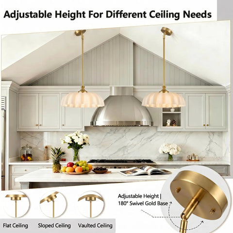 Zobawlks Pendant Lights Kitchen Island: Mid-Century Hanging Light with adjustable height in a modern kitchen setting.