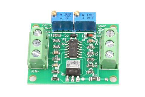 Voltage To Current Converter Module 0-10V To 4-20mA Signal Output With Adjustable Current Range, green circuit board close-up