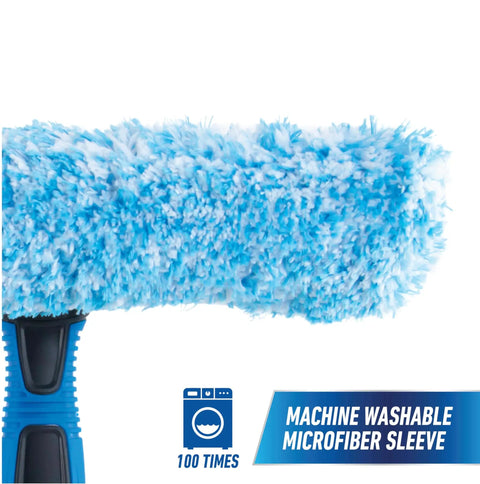 2-In-1 Window Cleaner Squeegee And Scrubber With Stainless Steel Handle, Microfiber Pad, Streak-Free Glass Tool close-up