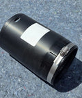 Heavy Duty Four Inch Flexible Conduit Adapter For Electrical Wiring Projects, black steel connector with clamp detail.