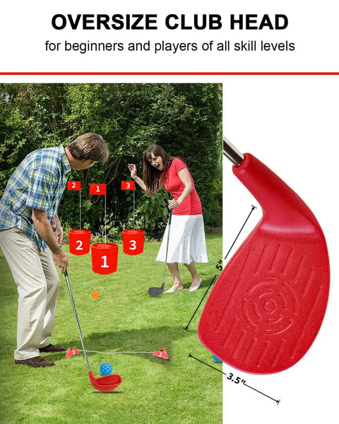 Oversized Plastic Head Golf Set For Backyard Play With 2 Steel Shaft Chipping Clubs 36 Inch Length Durable Foam Ball Hitters
