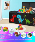 Giant Collapsible Toy Box With Lids Extra Large 40x16x16 Inches Storage Chest for Kids with dinosaur design, filled with toys