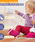 Baby using Baby Proof Outlet Covers 36 Pack White No Sweat Easy Press In Fit For Unused Outlets and Socket Safety Caps for safety.