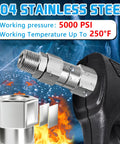Pressure Washer Swivel Fitting Three-Eighth NPT Stainless Steel 360 Degree Kink-Free Connector High-Pressure 5000 PSI Joint For Hoses Quick And Easy Attachment Durable Steel Build For Heavy-Duty Cleaning, 304 stainless steel swivel fitting with 5000 PSI rating