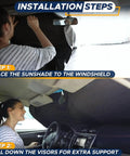 Installation steps for Heavy Duty Car Windshield Sun Shade Blocks Gnarly Highway Scorcher And Dangerous Ultraviolet Rays.