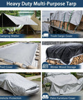 Heavy Duty 12x16 Foot Waterproof Poly Tarp With Grommets And Reinforced Edges, Multipurpose Workhorse Cover for various uses