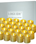 Gold Flameless Votive Candles 24 Pack Battery Operated LED Tea Lights For Wedding Centerpieces And Home Decor display