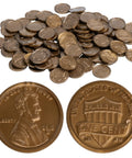 Play Pennies Set Of 100 Plastic Coins Realistic US Currency with Abe Lincoln image for classroom and home learning practice.