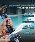Cordless Stick Water Transfer Pump With 6.5 Ft Extended Hose, Dual 4000mAh 21V Batteries, Makita Compatible, 720 Gallons Per Hour