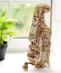 Mechanical Hurdy Gurdy Wooden Puzzle Kit For Adults Build Your Own 3D Medieval Music Instrument And Play Real Melodies With Spring Loaded Keys A Fun Brain Teaser Hobby Set, wooden build on window ledge