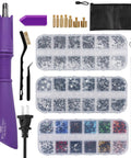 Hotfix Rhinestone Setter Kit With 7 Tips And Quick Heat Wand Diamond Bowl Stand Tweezers Cleaning Brush Wax Pens And 3 Boxes Of Colorful Crystals For DIY Embellishments And Jewelry Making Purple