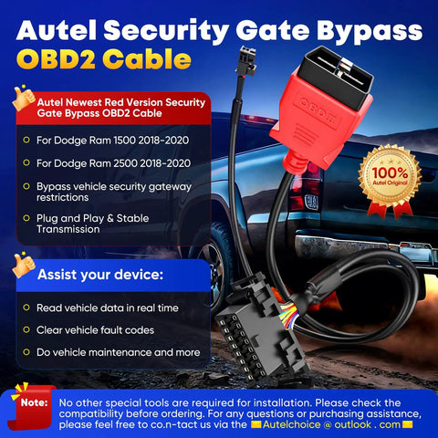 Gotta Have This OBD2 Diagnostic Tool Adapter For 2018 2020 Dodge Ram 1500 2500 Cummins with red 16 Pin to 2 Pin OBDII Cable