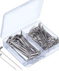 Heavy Duty Stainless Steel T Pins For Blocking And Knitting, 150 pieces in a case, showing 38mm and 51mm T pins.