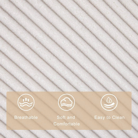 Close-up of beige corduroy fabric showing texture for Rocking Recliner Chair With 360 Degree Swivel Glider And Manual Recline, Corduroy Fabric Upholstery