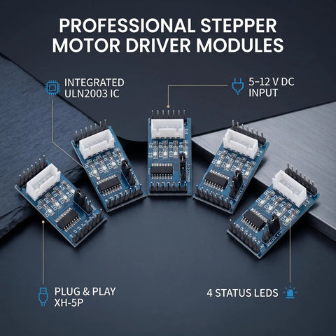 Plug And Play ULN2003 Stepper Motor Driver Board Module 5-12V for 28BYJ-48 with XH-5P connector and LED indicators
